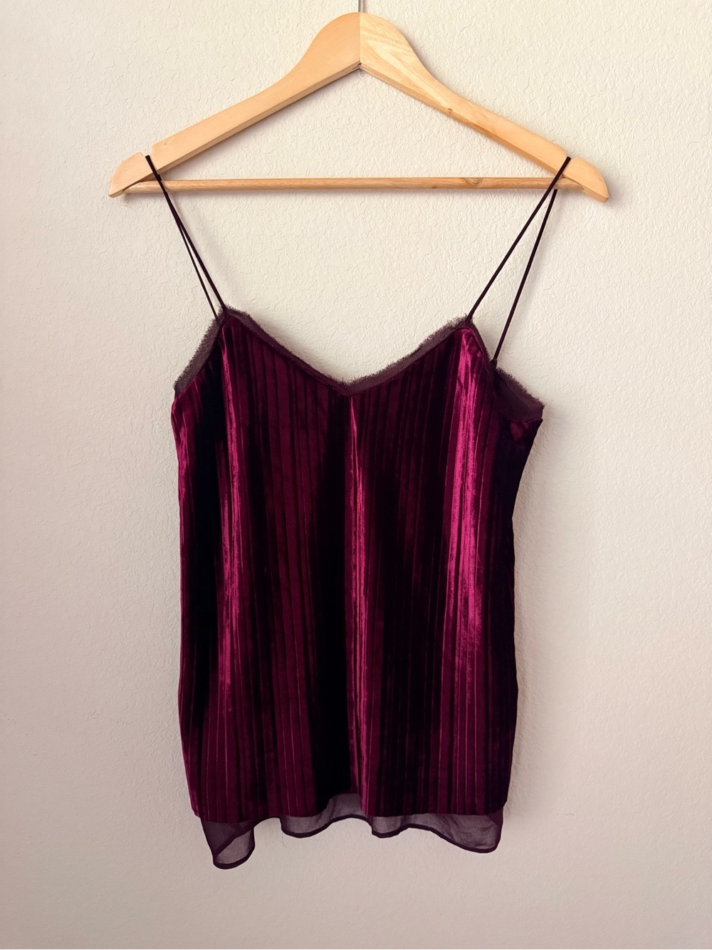 Vintage Massimo Dutti Pleated Velvet Camisole Top